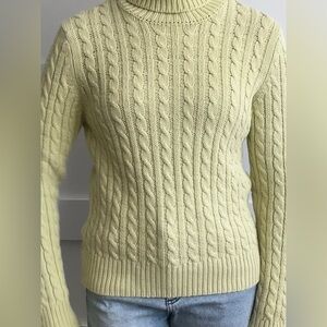 Vintage Ann Taylor green Cable Knit Turtleneck Sweater